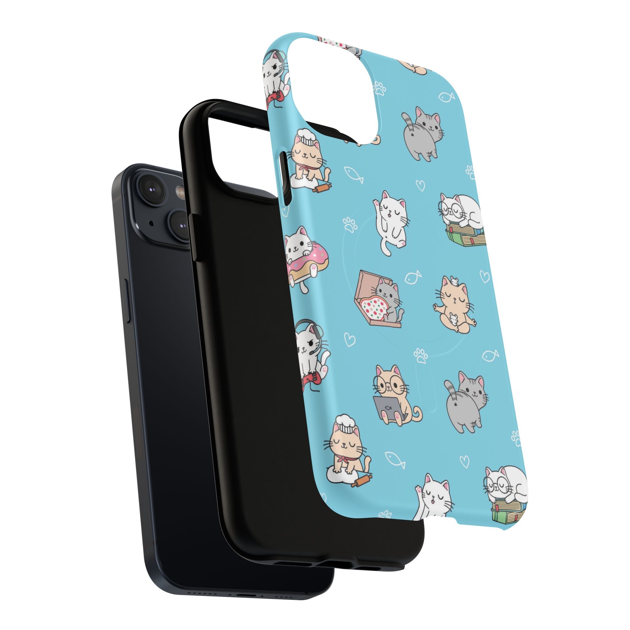 Kawaii Cat Pattern Tough Magnetic Phone Case