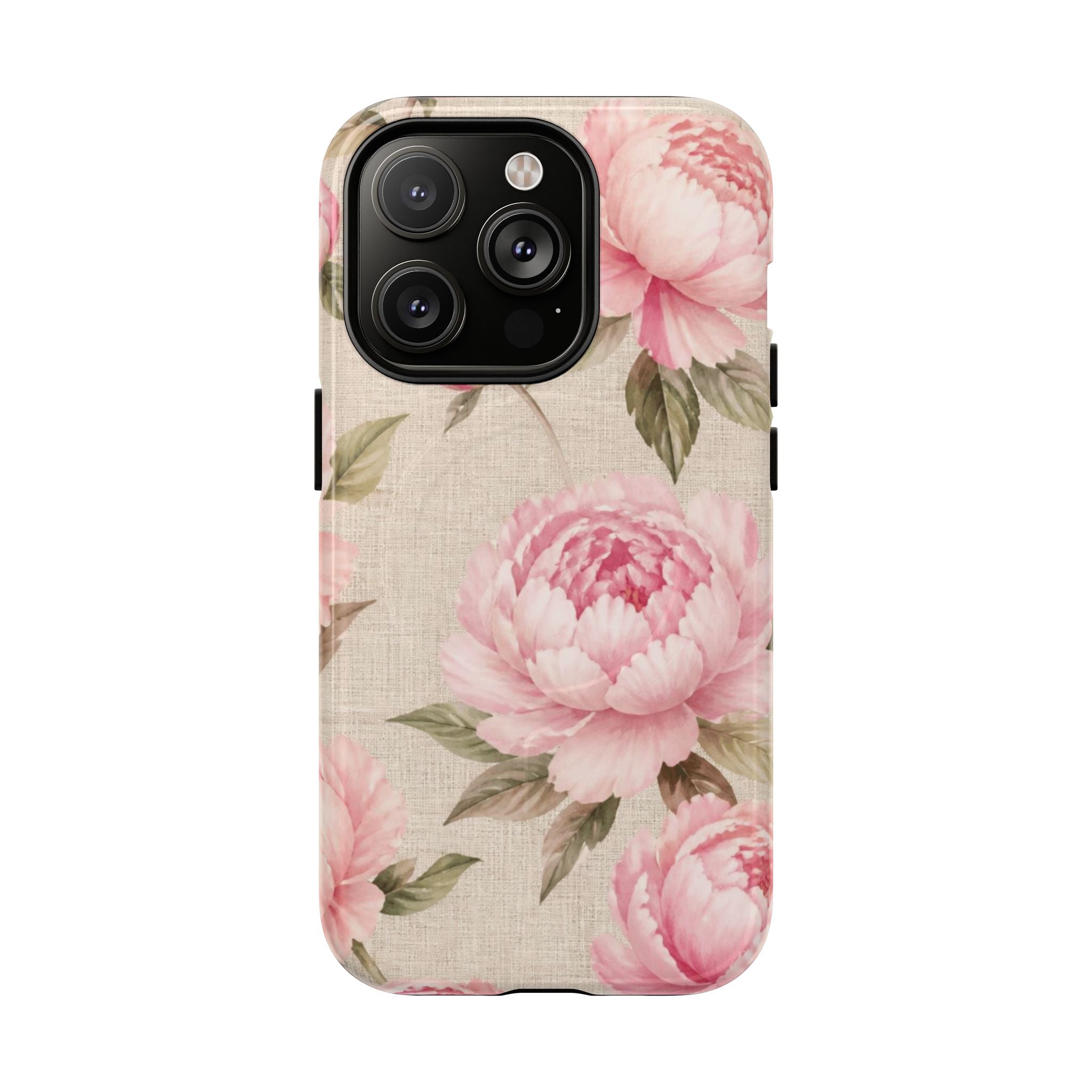 Floral Peony Tough Magnetic Phone Case — Pink Vintage Rose Protective Cover