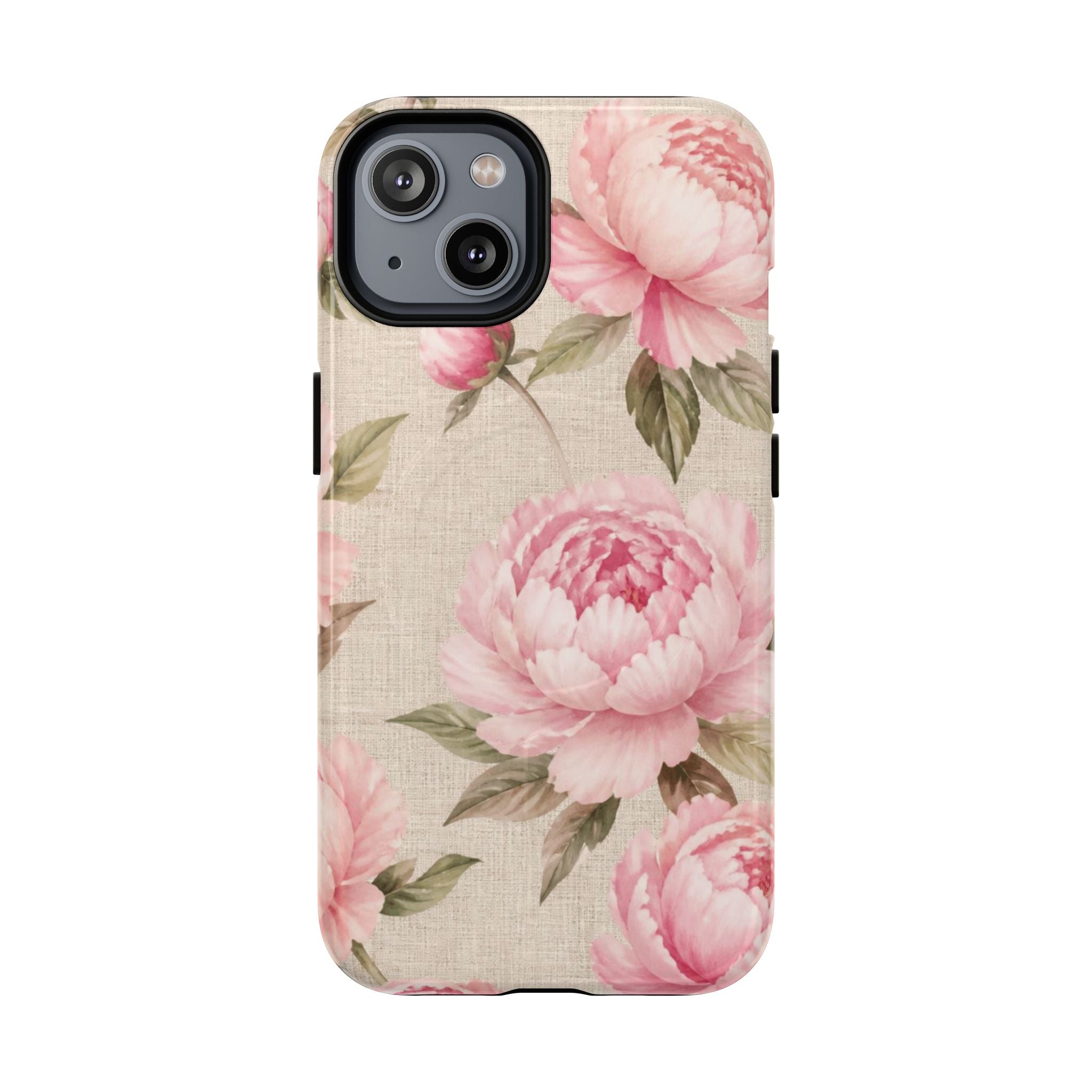 Floral Peony Tough Magnetic Phone Case — Pink Vintage Rose Protective Cover