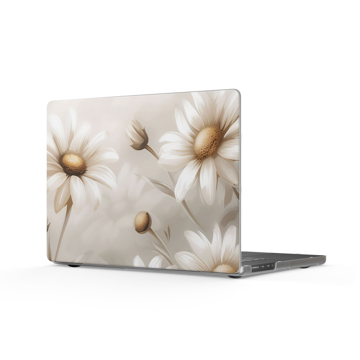 Daisy Dream Matte MacBook Case — Soft Neutral Floral Laptop Cover