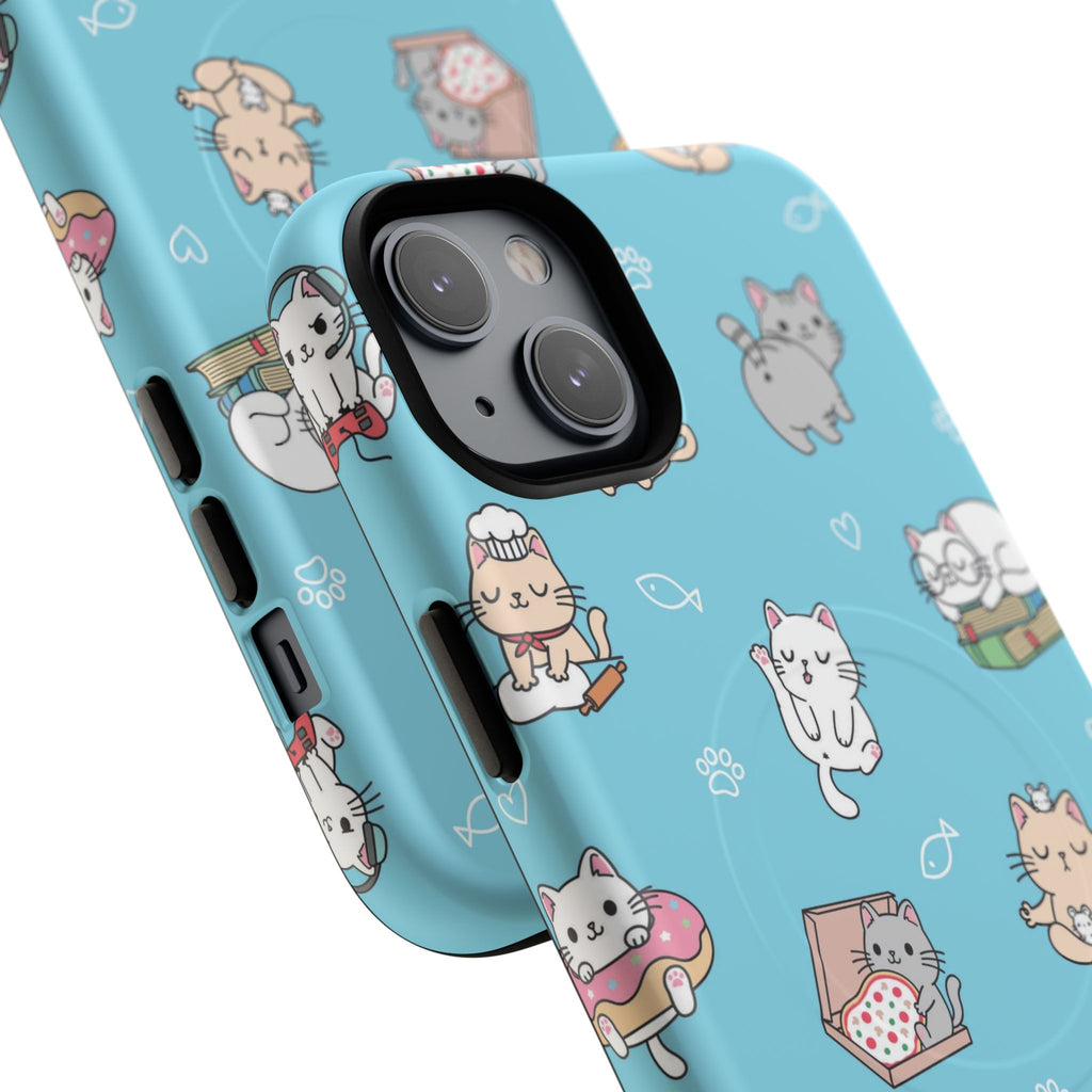 Kawaii Cat Pattern Tough Magnetic Phone Case