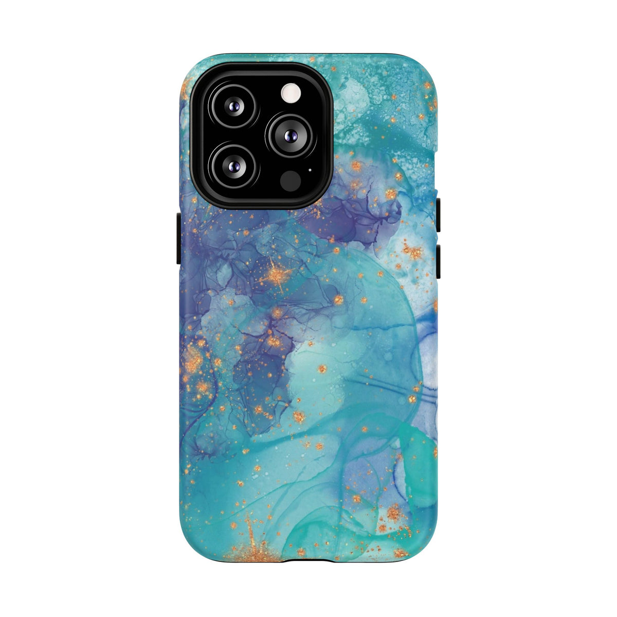 Teal Marble Magnetic Tough Case — Protective Phone Case with Blue Gold Swirl Design