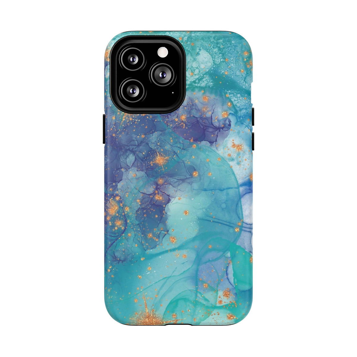 Teal Marble Magnetic Tough Case — Protective Phone Case with Blue Gold Swirl Design
