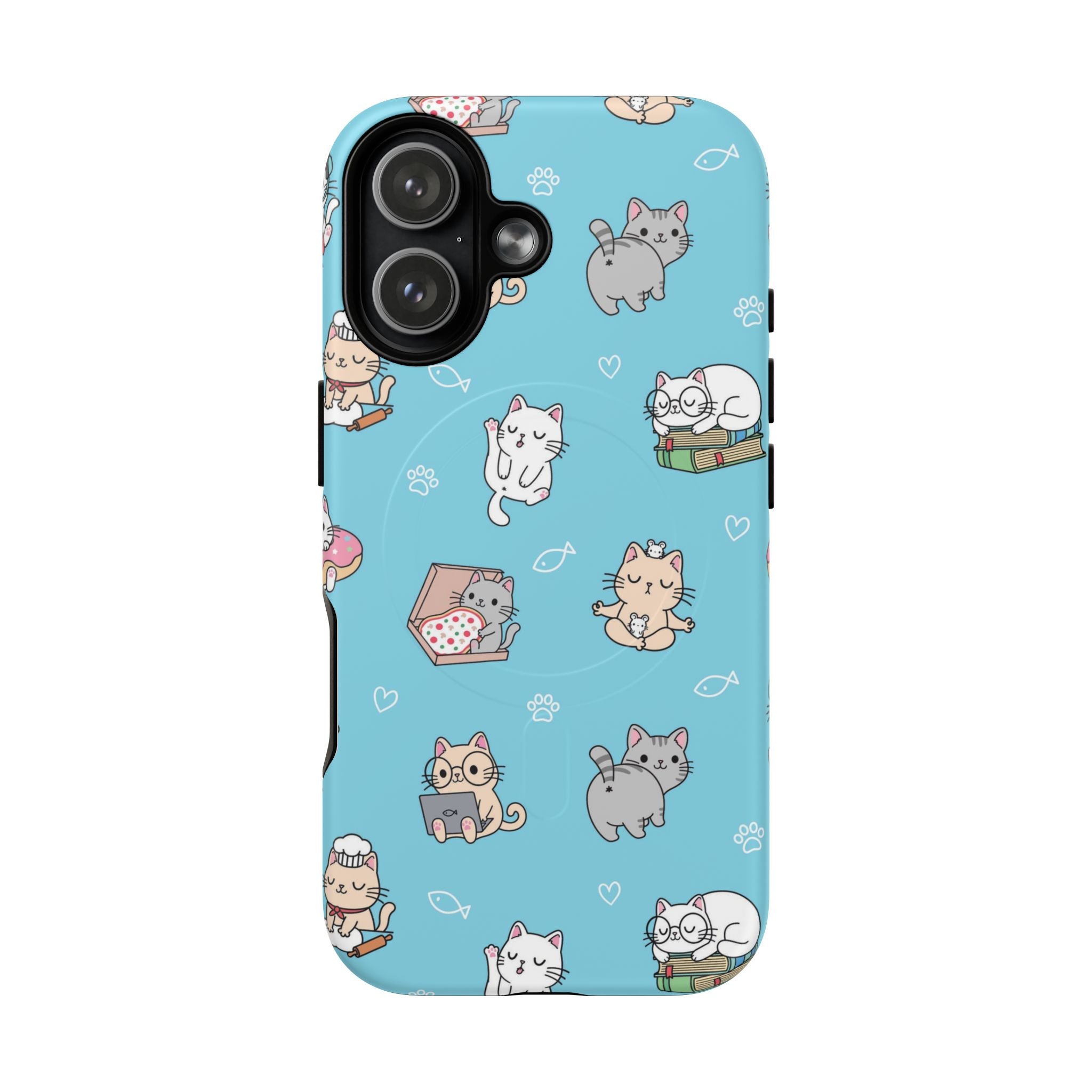 Kawaii Cat Pattern Tough Magnetic Phone Case