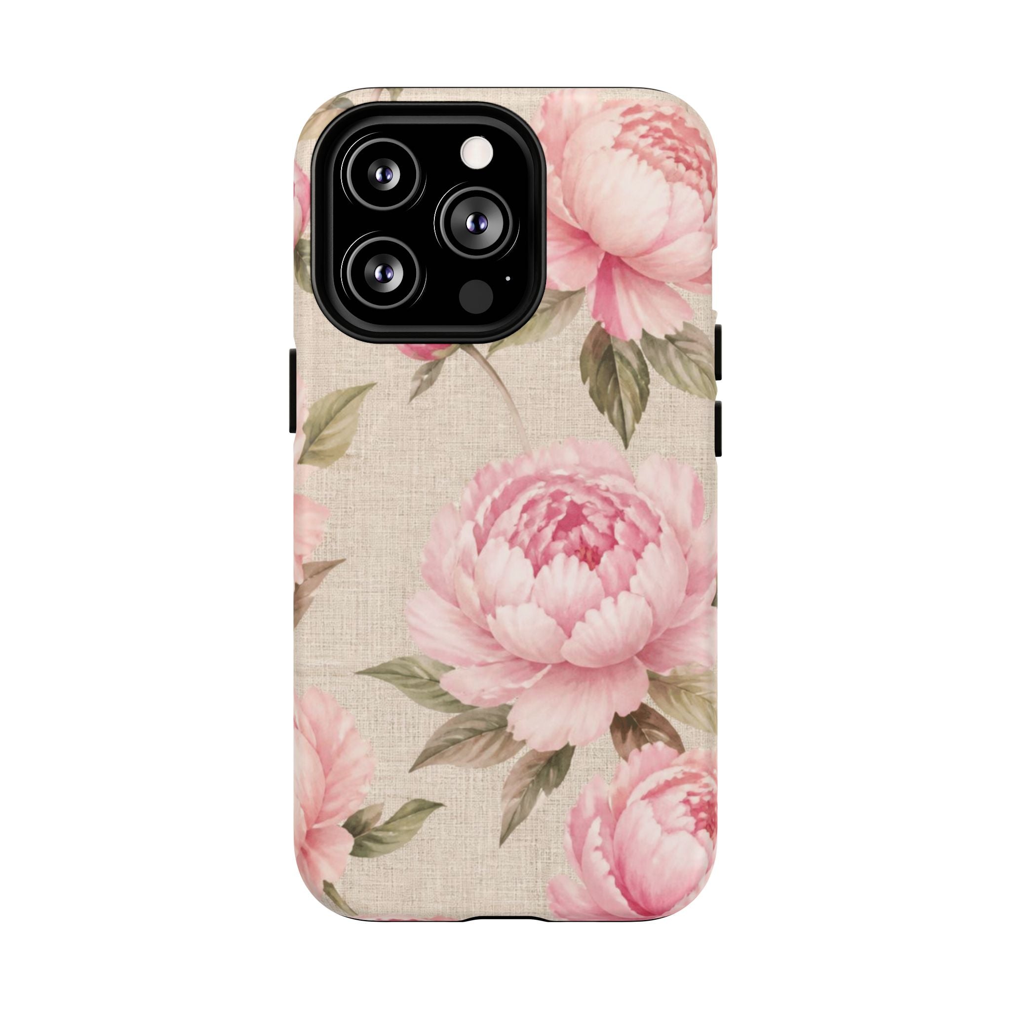 Floral Peony Tough Magnetic Phone Case — Pink Vintage Rose Protective Cover