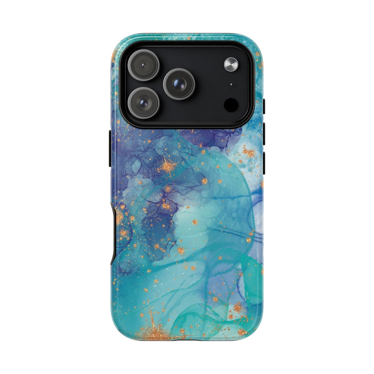 Teal Marble Magnetic Tough Case — Protective Phone Case with Blue Gold Swirl Design