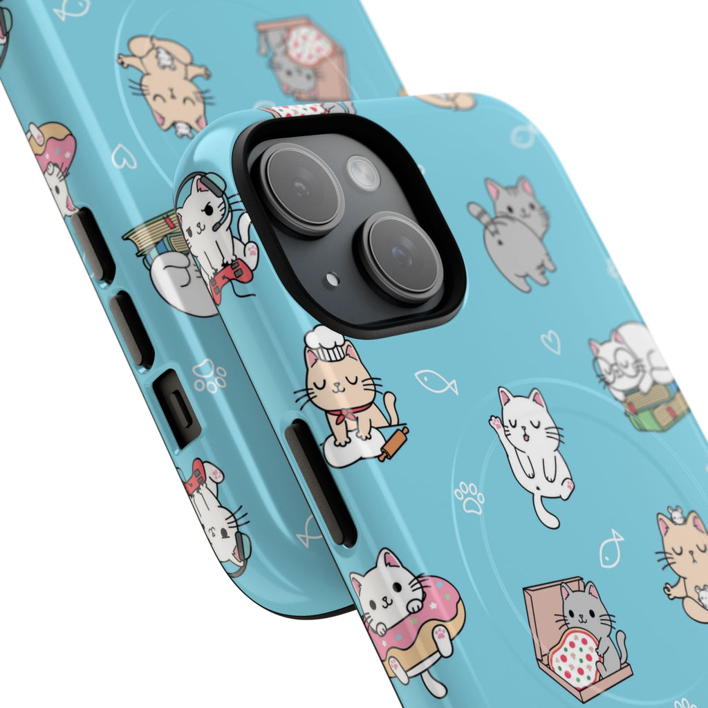 Kawaii Cat Pattern Tough Magnetic Phone Case