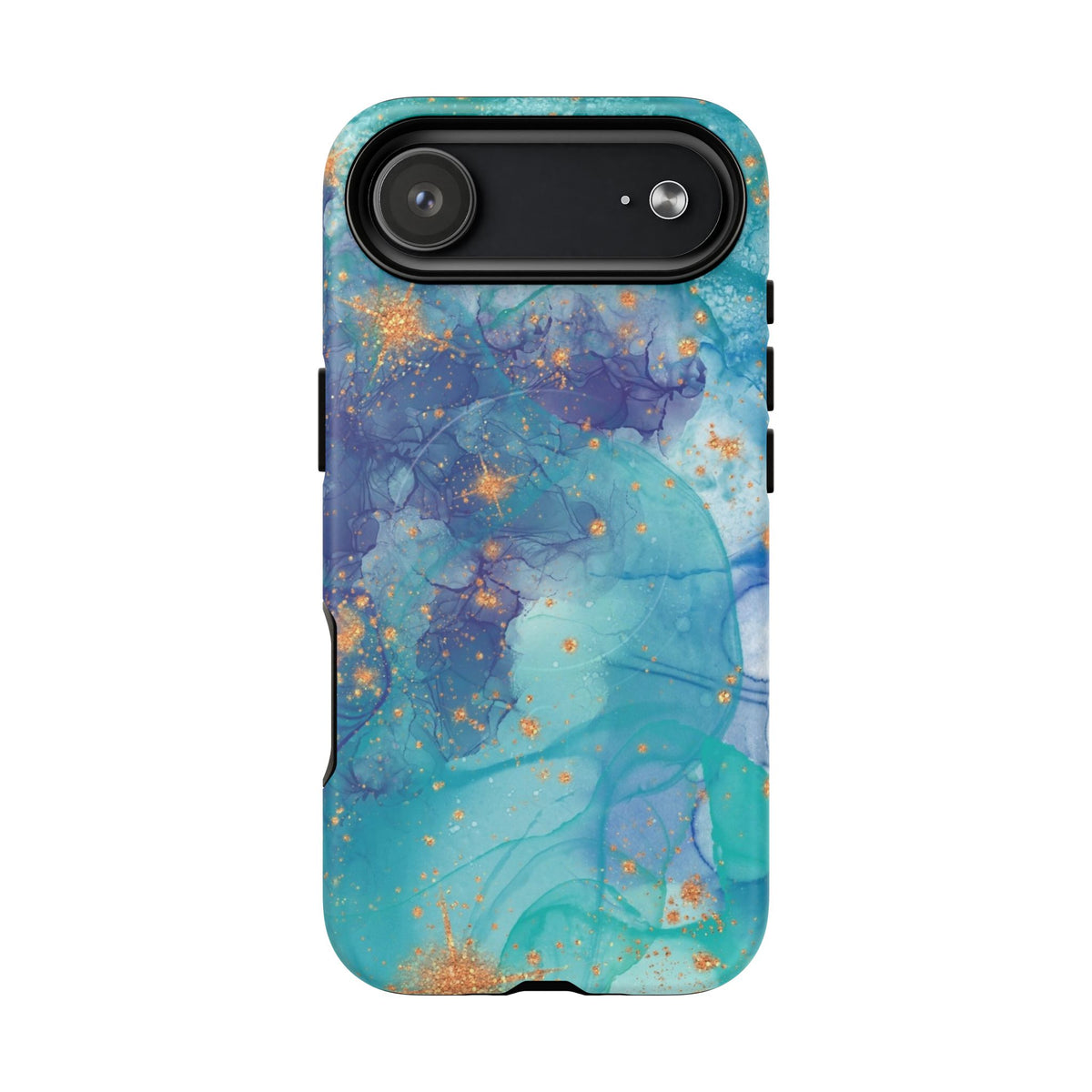 Teal Marble Magnetic Tough Case — Protective Phone Case with Blue Gold Swirl Design