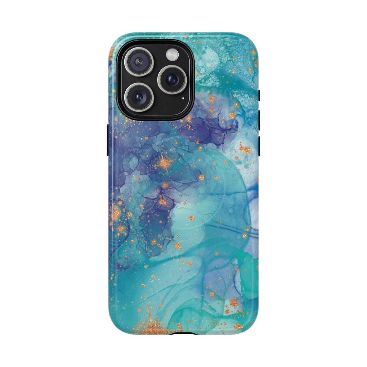 Teal Marble Magnetic Tough Case — Protective Phone Case with Blue Gold Swirl Design