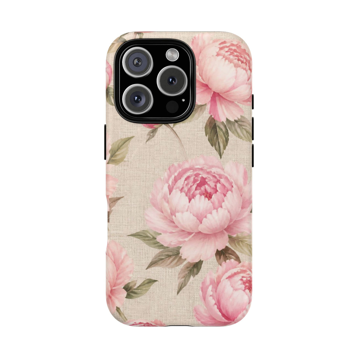 Floral Peony Tough Magnetic Phone Case — Pink Vintage Rose Protective Cover