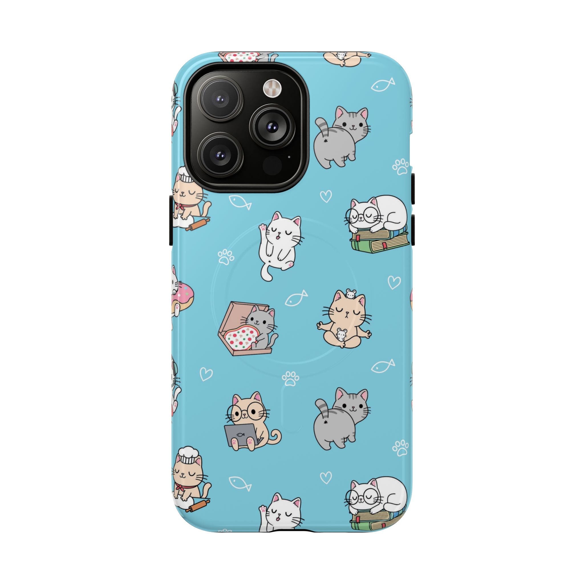 Kawaii Cat Pattern Tough Magnetic Phone Case