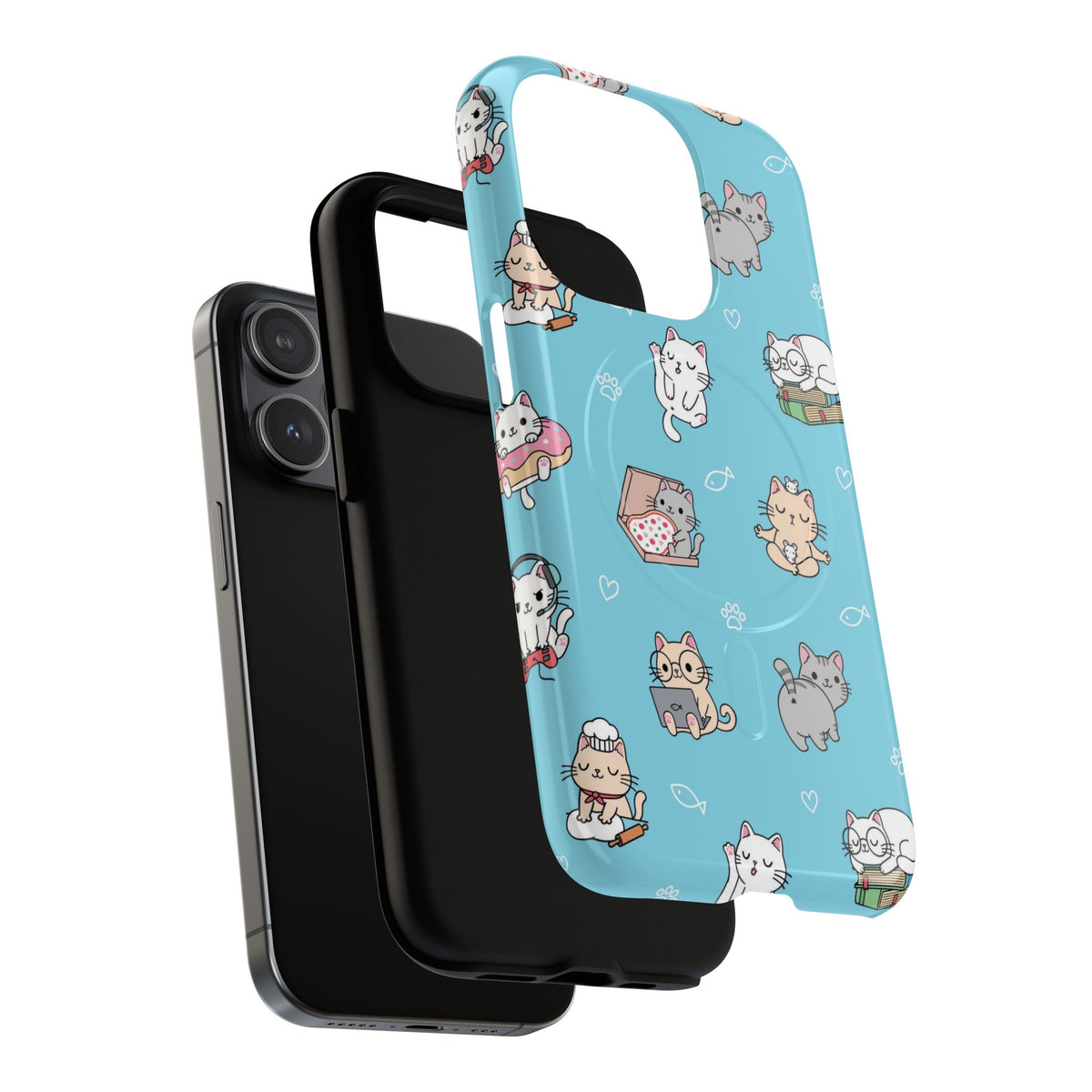 Kawaii Cat Pattern Tough Magnetic Phone Case