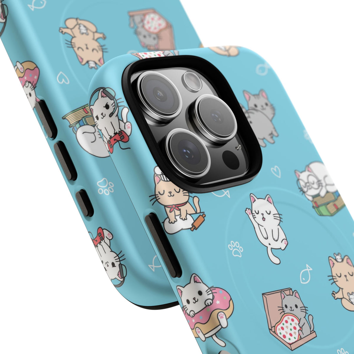 Kawaii Cat Pattern Tough Magnetic Phone Case