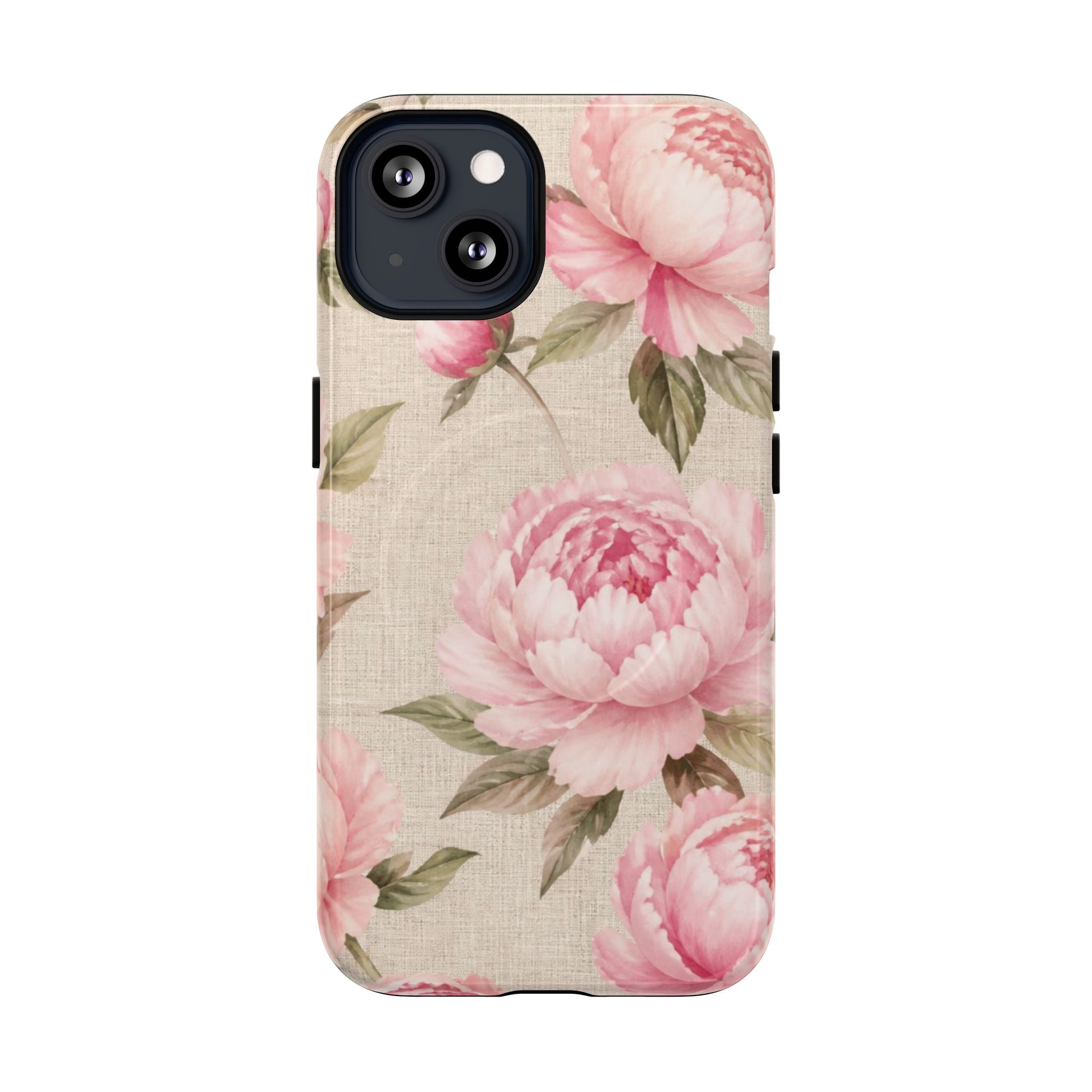 Floral Peony Tough Magnetic Phone Case — Pink Vintage Rose Protective Cover