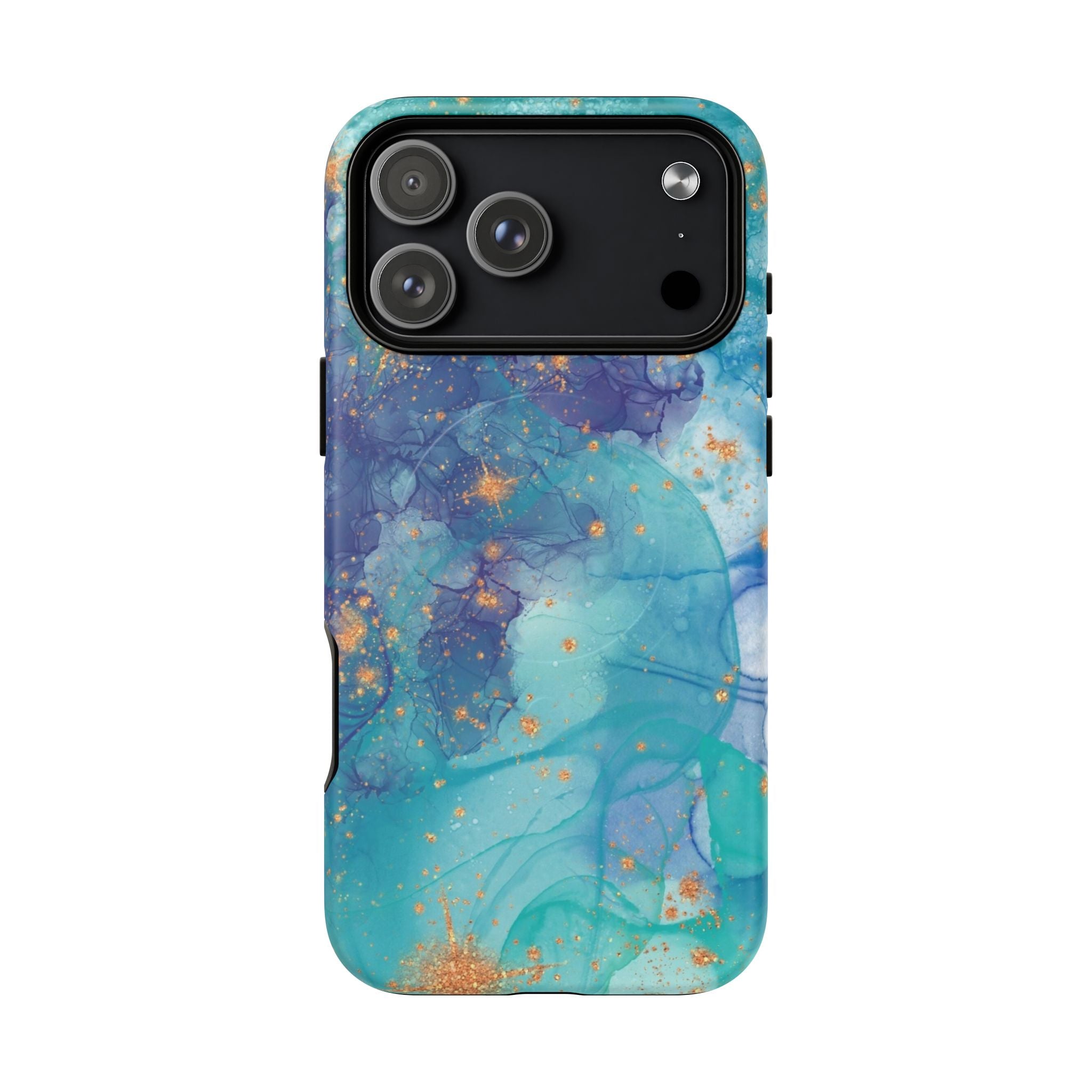 Teal Marble Magnetic Tough Case — Protective Phone Case with Blue Gold Swirl Design