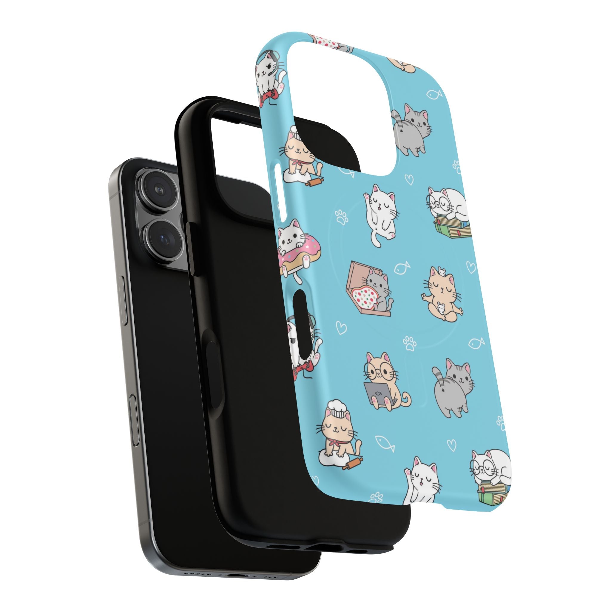 Kawaii Cat Pattern Tough Magnetic Phone Case