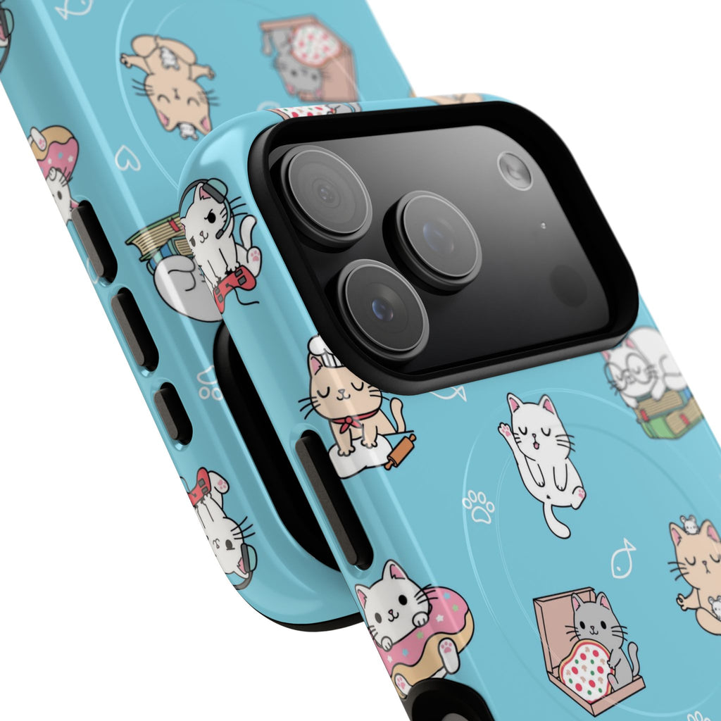 Kawaii Cat Pattern Tough Magnetic Phone Case