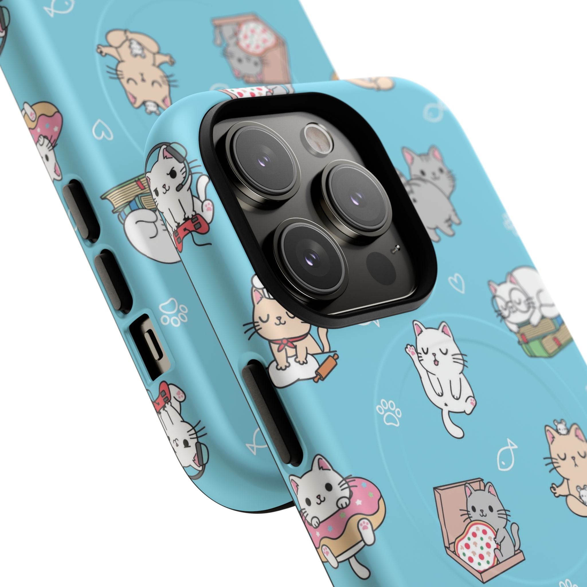 Kawaii Cat Pattern Tough Magnetic Phone Case