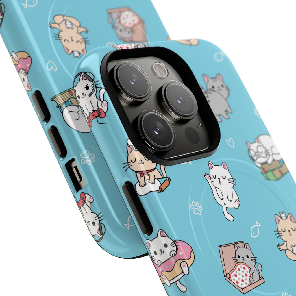 Kawaii Cat Pattern Tough Magnetic Phone Case