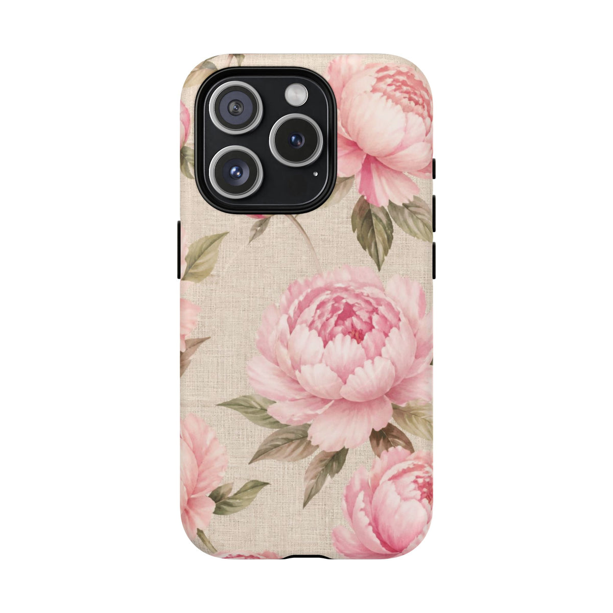 Floral Peony Tough Magnetic Phone Case — Pink Vintage Rose Protective Cover