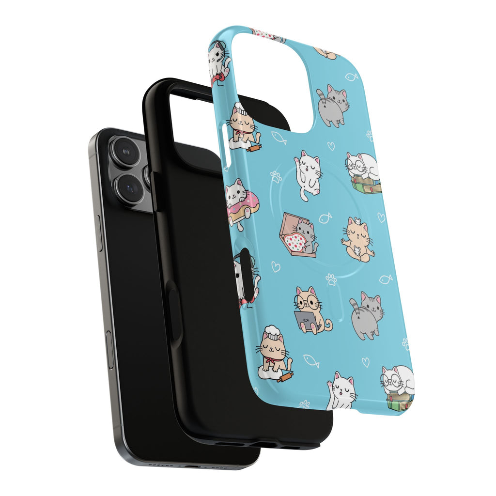 Kawaii Cat Pattern Tough Magnetic Phone Case