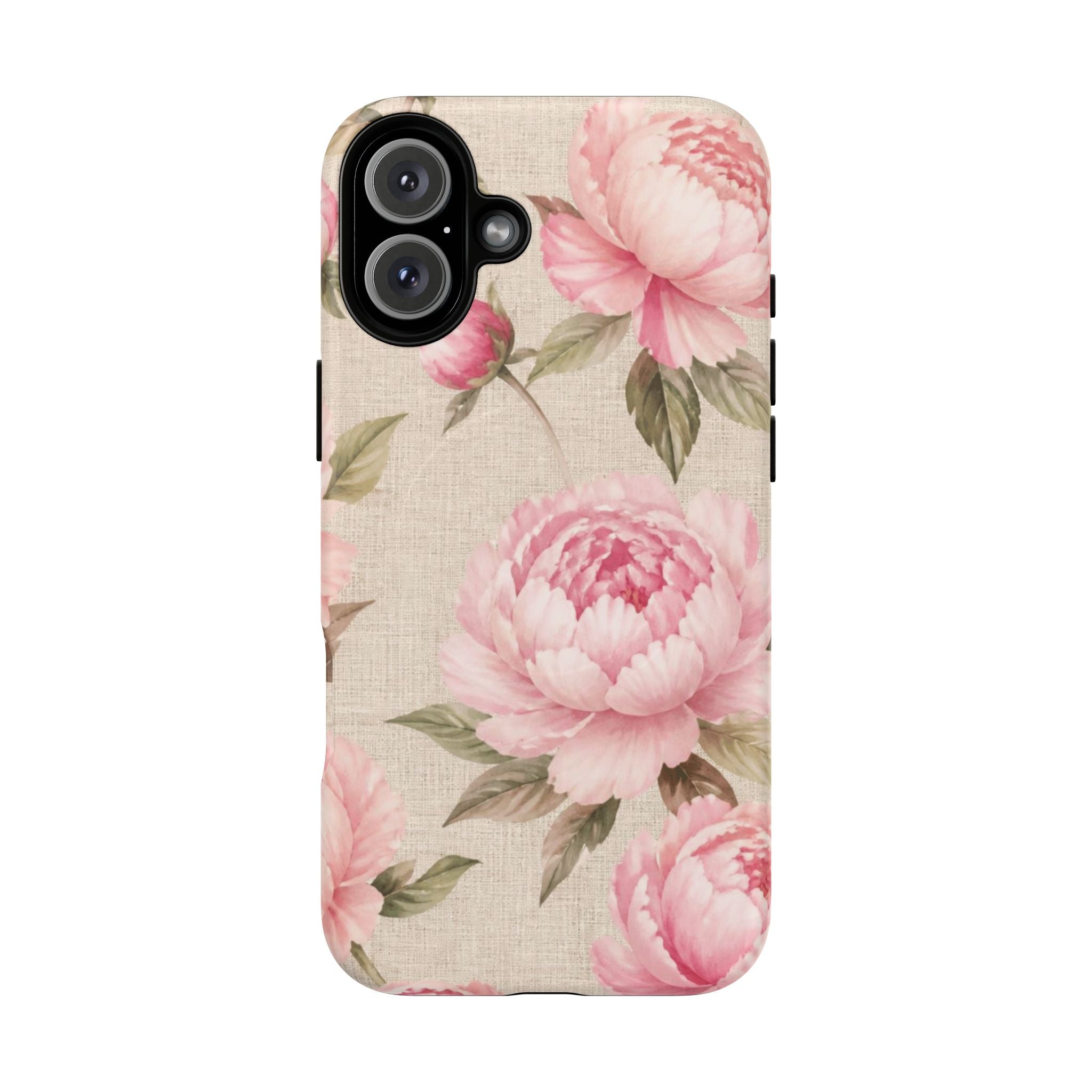Floral Peony Tough Magnetic Phone Case — Pink Vintage Rose Protective Cover