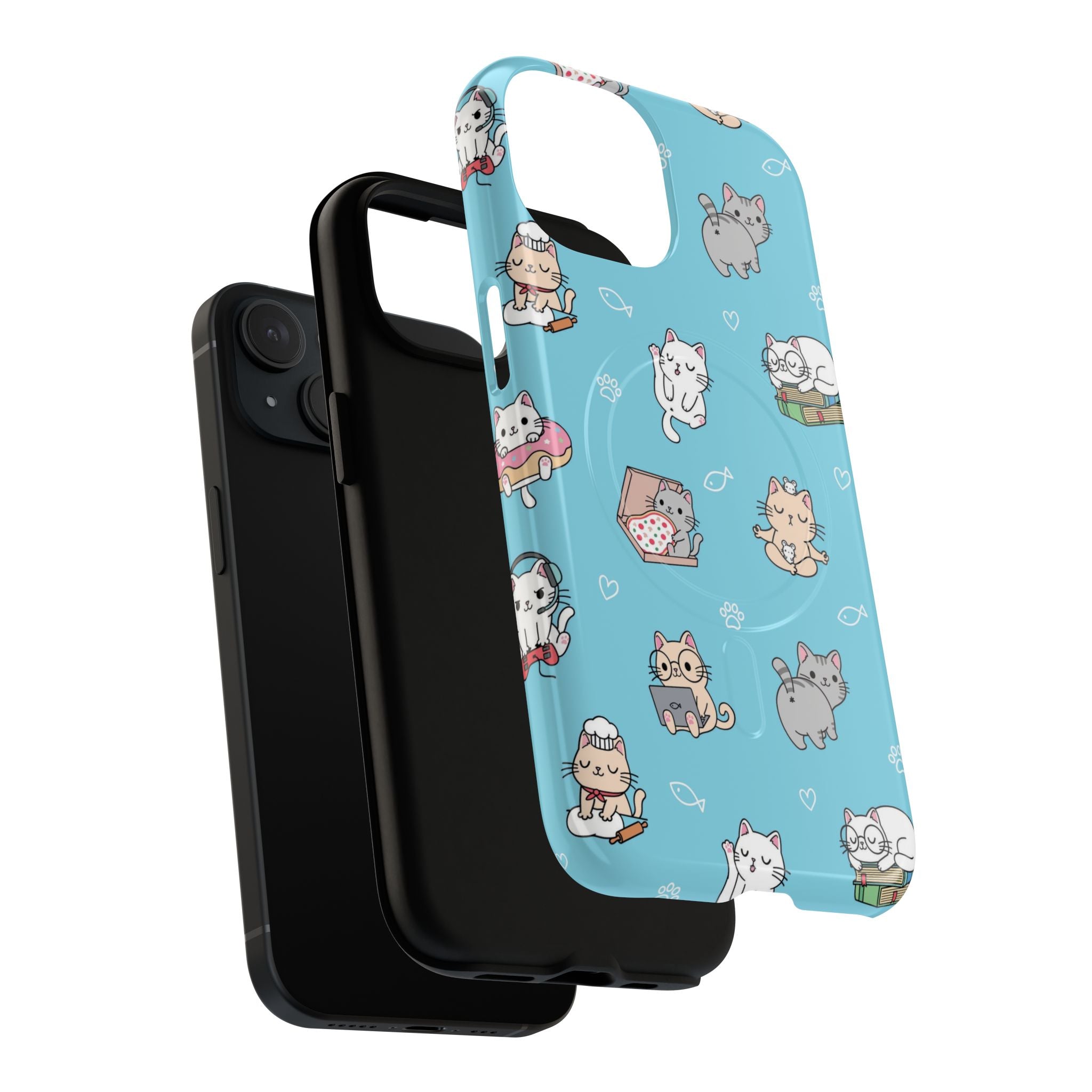 Kawaii Cat Pattern Tough Magnetic Phone Case