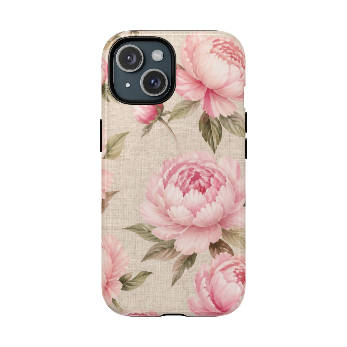 Floral Peony Tough Magnetic Phone Case — Pink Vintage Rose Protective Cover