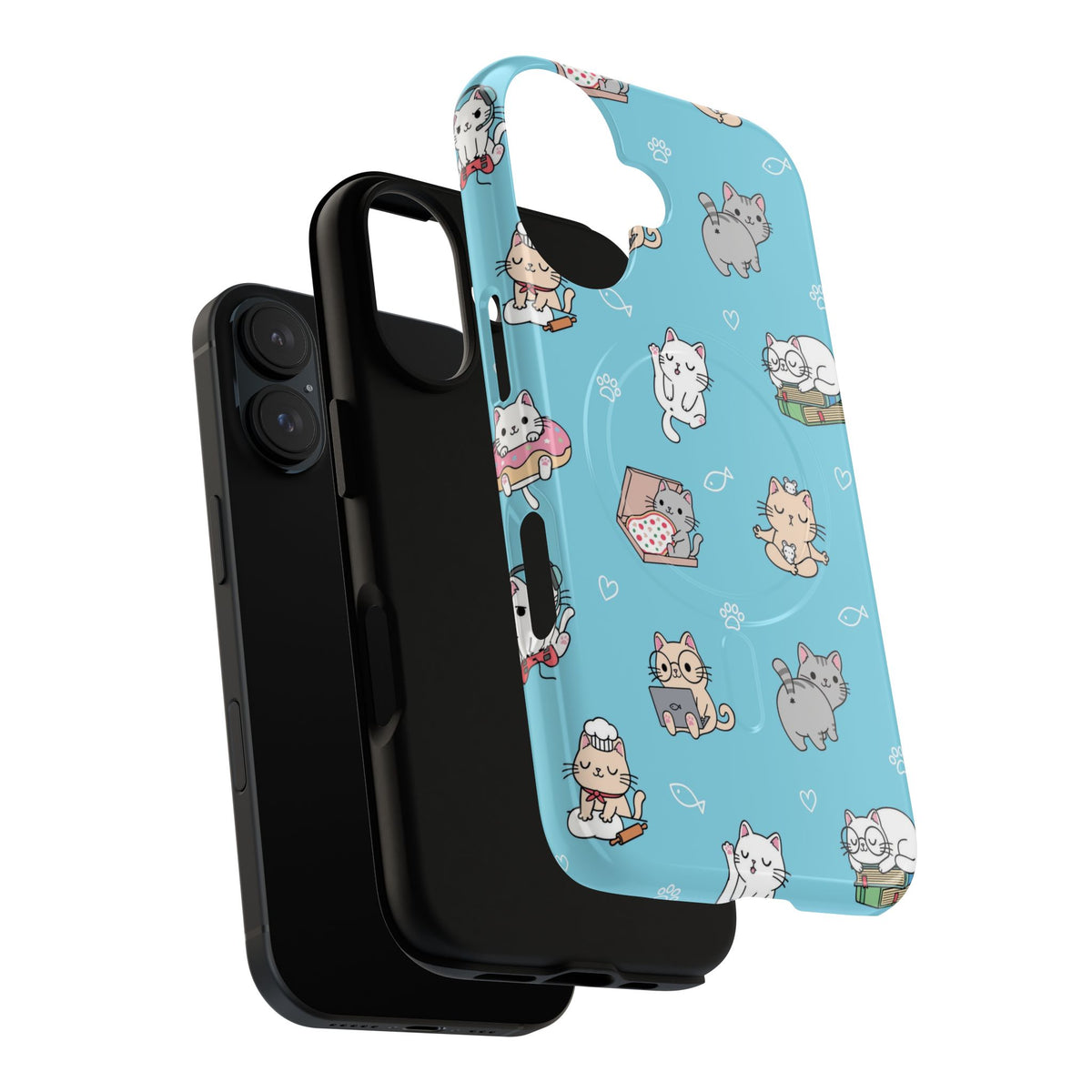Kawaii Cat Pattern Tough Magnetic Phone Case