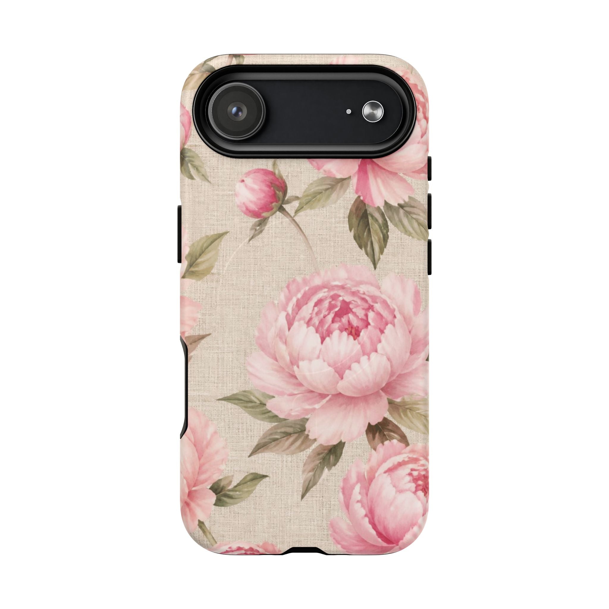 Floral Peony Tough Magnetic Phone Case — Pink Vintage Rose Protective Cover