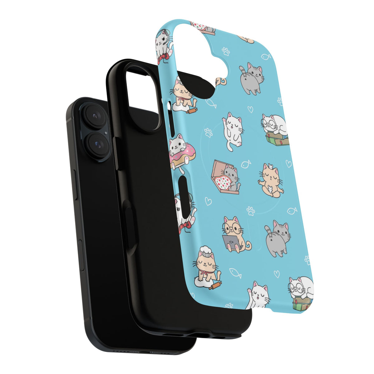 Kawaii Cat Pattern Tough Magnetic Phone Case