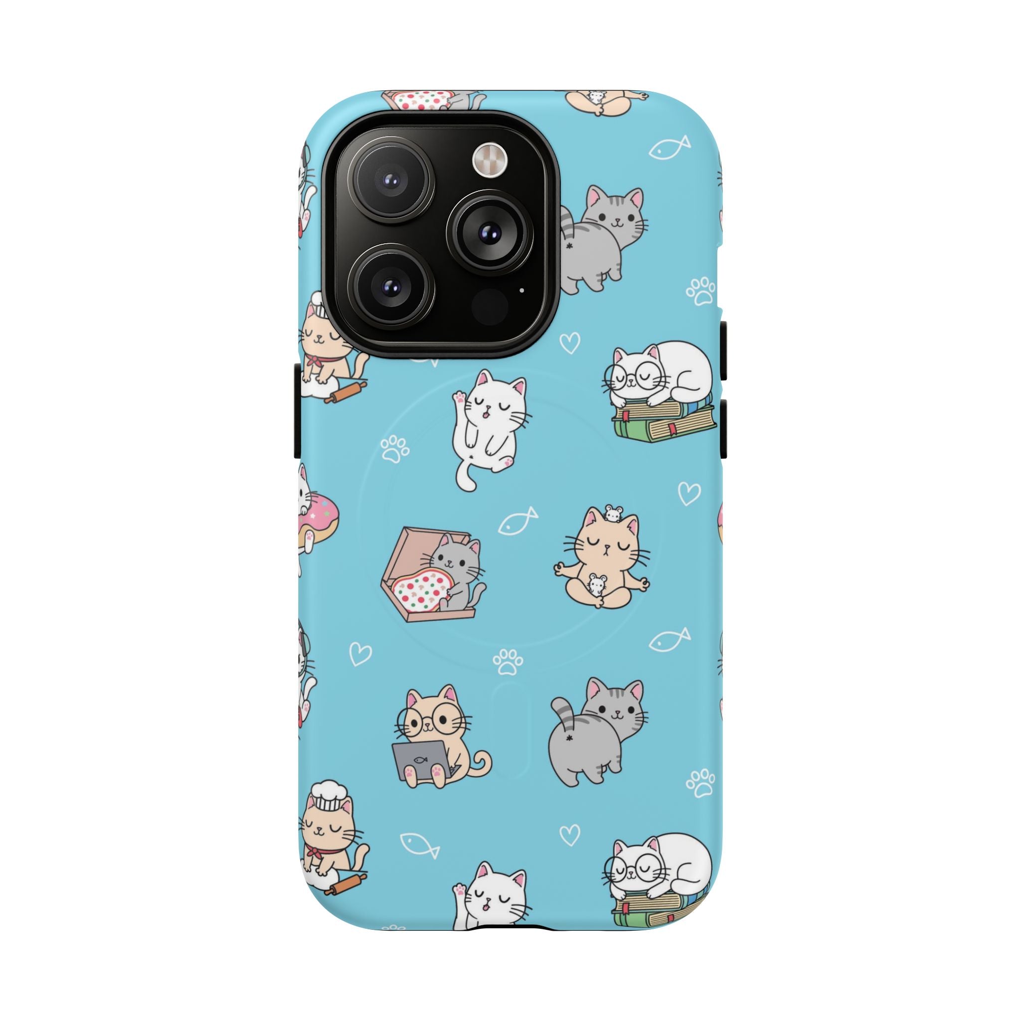 Kawaii Cat Pattern Tough Magnetic Phone Case