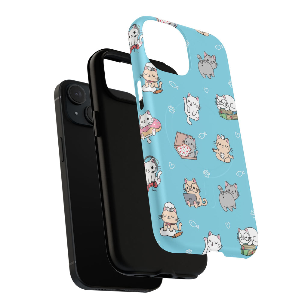 Kawaii Cat Pattern Tough Magnetic Phone Case