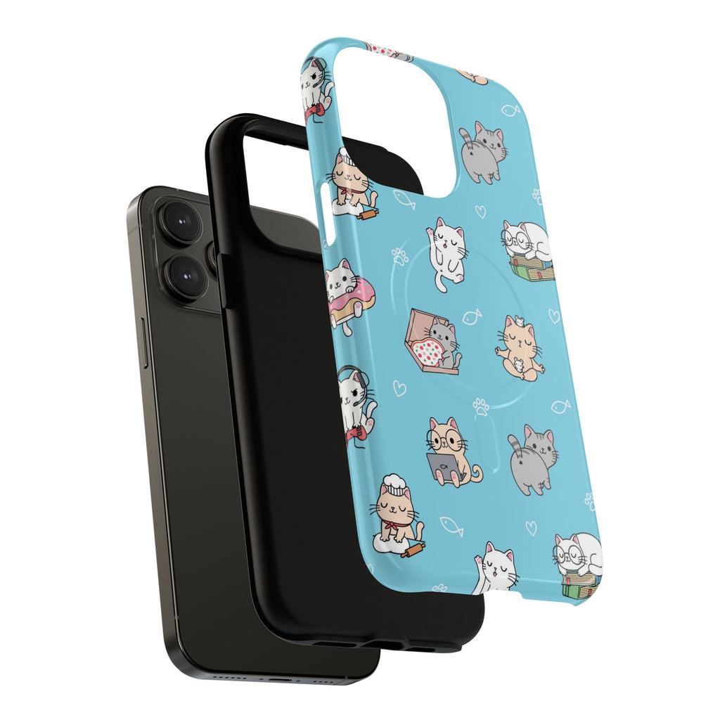 Kawaii Cat Pattern Tough Magnetic Phone Case