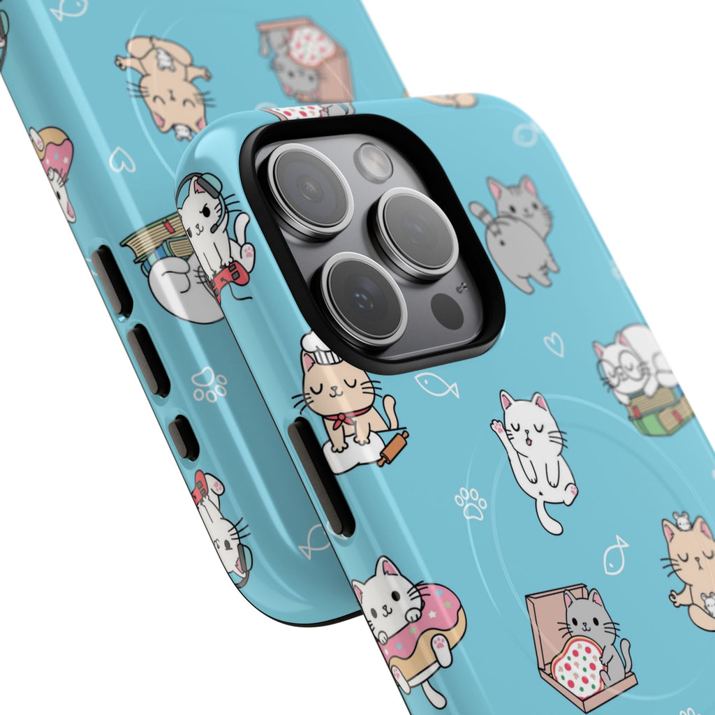 Kawaii Cat Pattern Tough Magnetic Phone Case