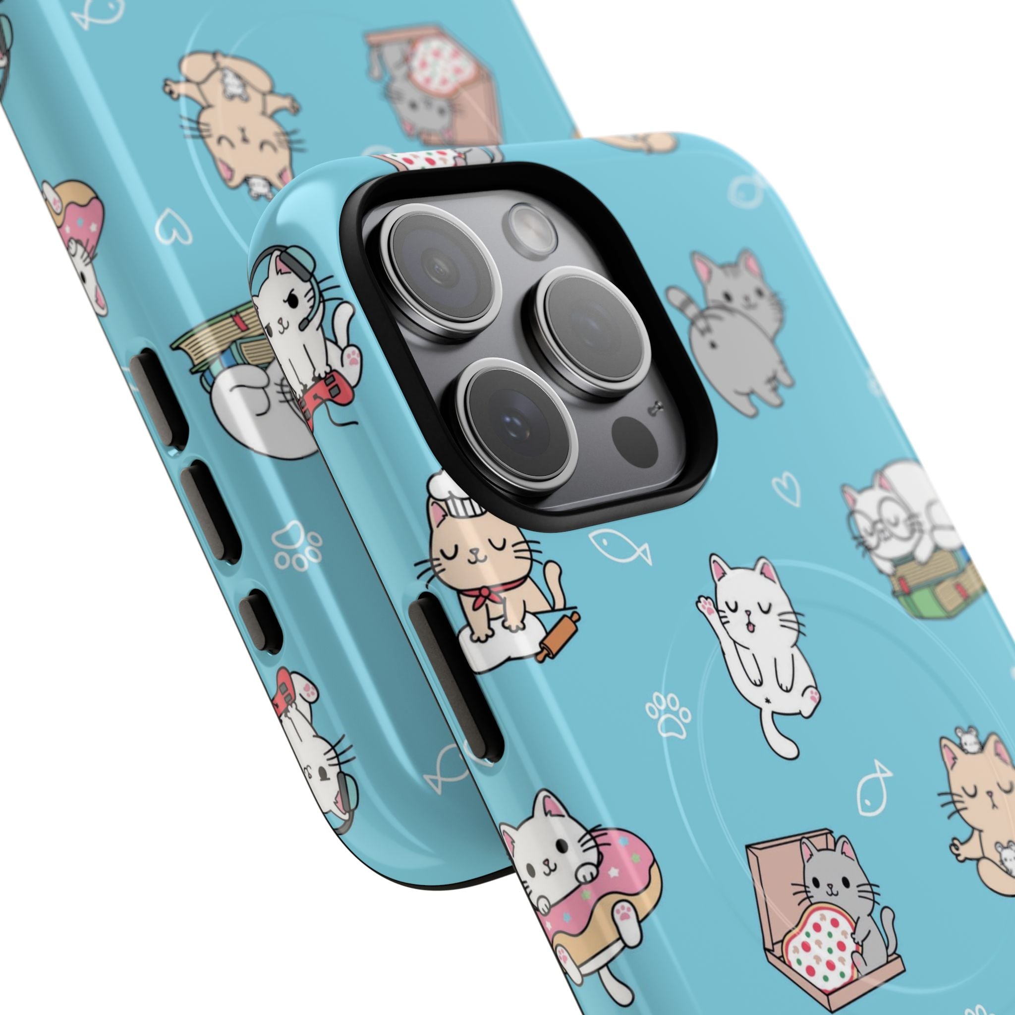 Kawaii Cat Pattern Tough Magnetic Phone Case
