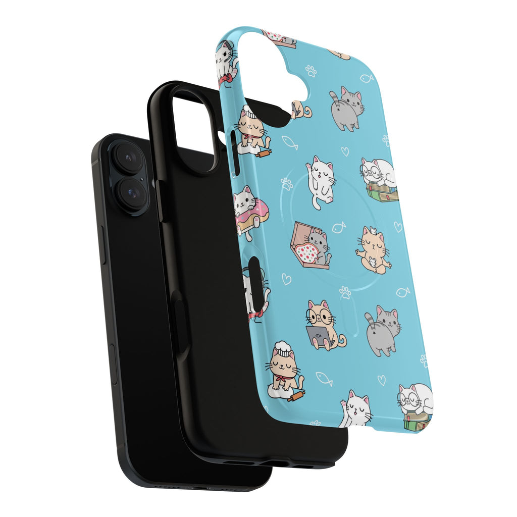 Kawaii Cat Pattern Tough Magnetic Phone Case