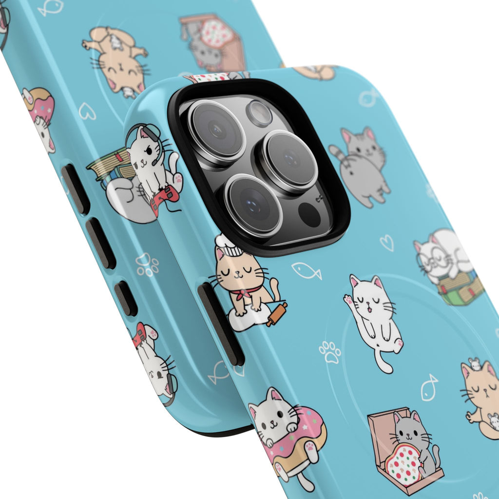 Kawaii Cat Pattern Tough Magnetic Phone Case