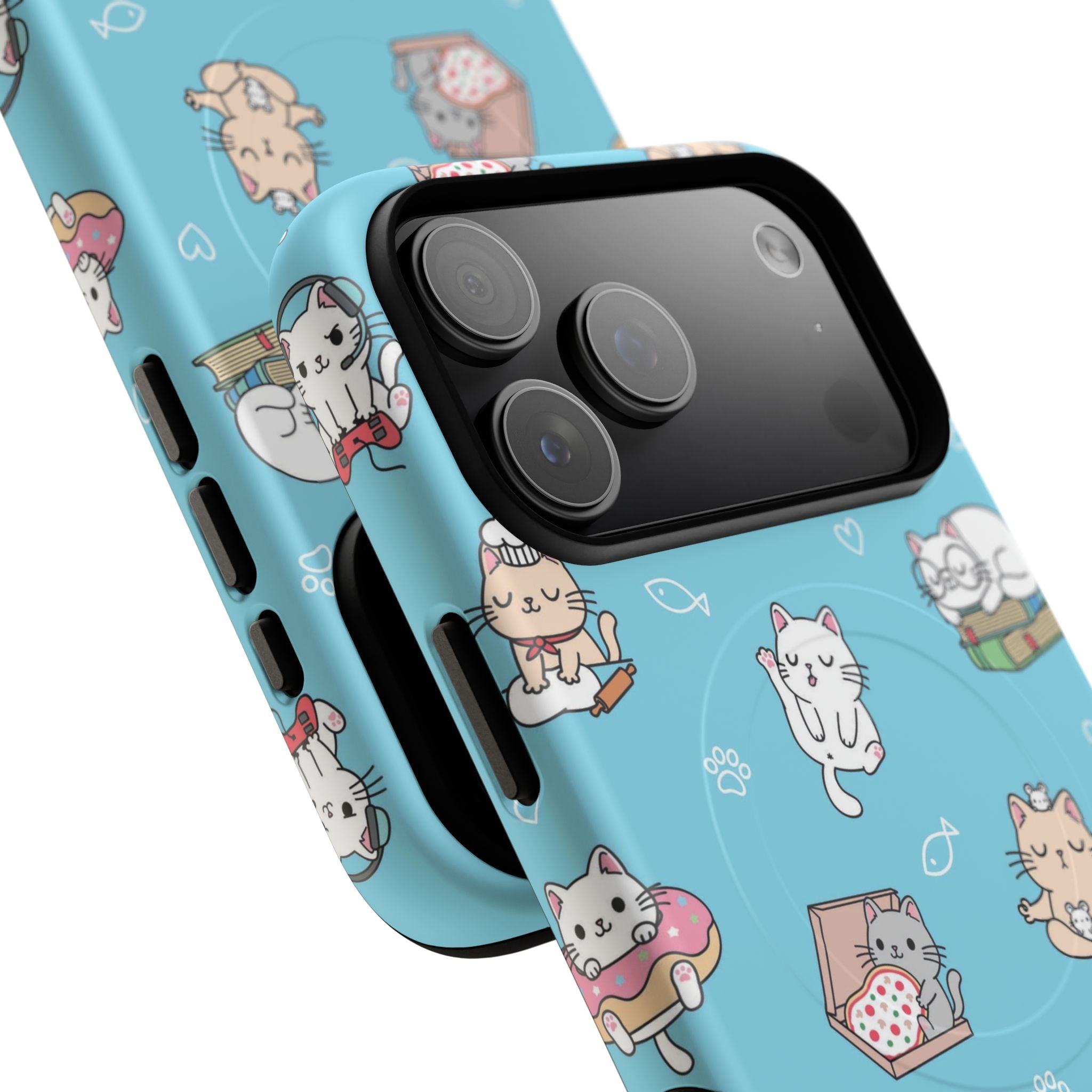 Kawaii Cat Pattern Tough Magnetic Phone Case