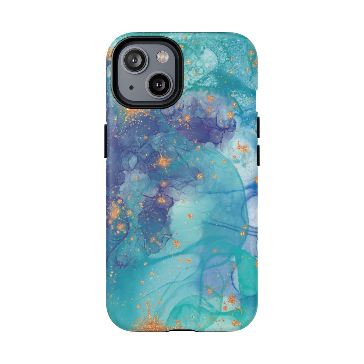 Teal Marble Magnetic Tough Case — Protective Phone Case with Blue Gold Swirl Design