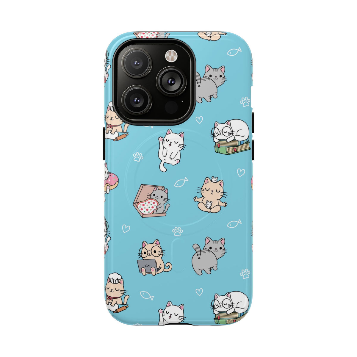 Kawaii Cat Pattern Tough Magnetic Phone Case