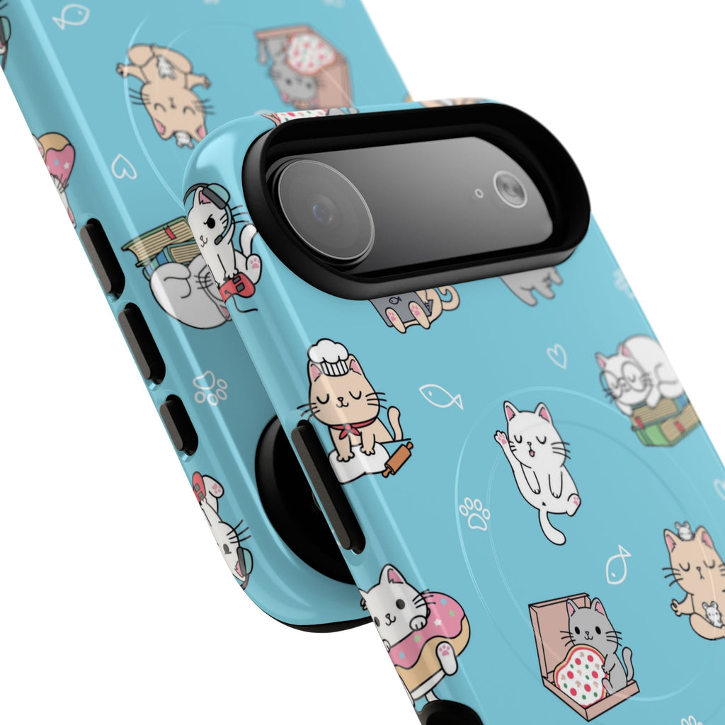 Kawaii Cat Pattern Tough Magnetic Phone Case