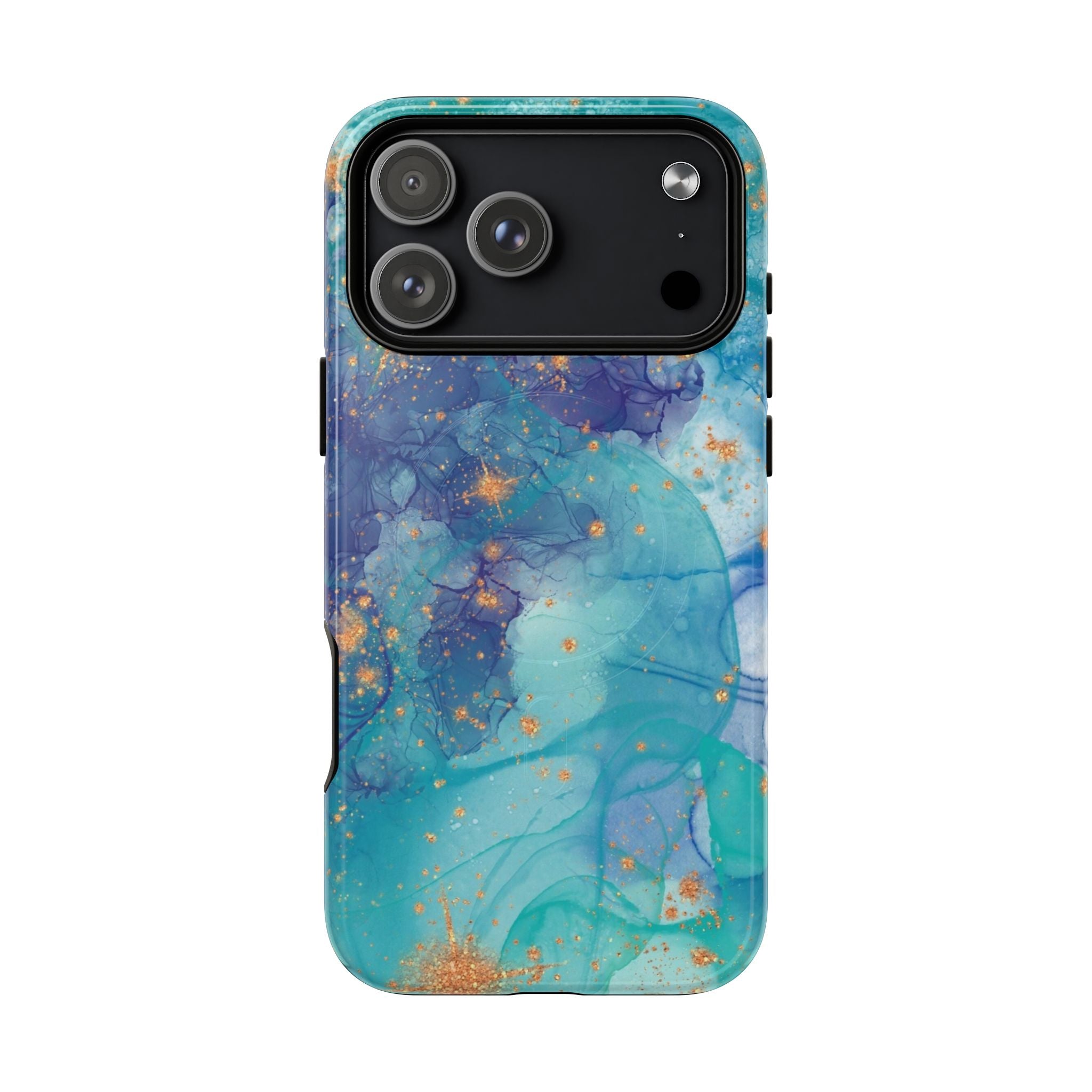 Teal Marble Magnetic Tough Case — Protective Phone Case with Blue Gold Swirl Design