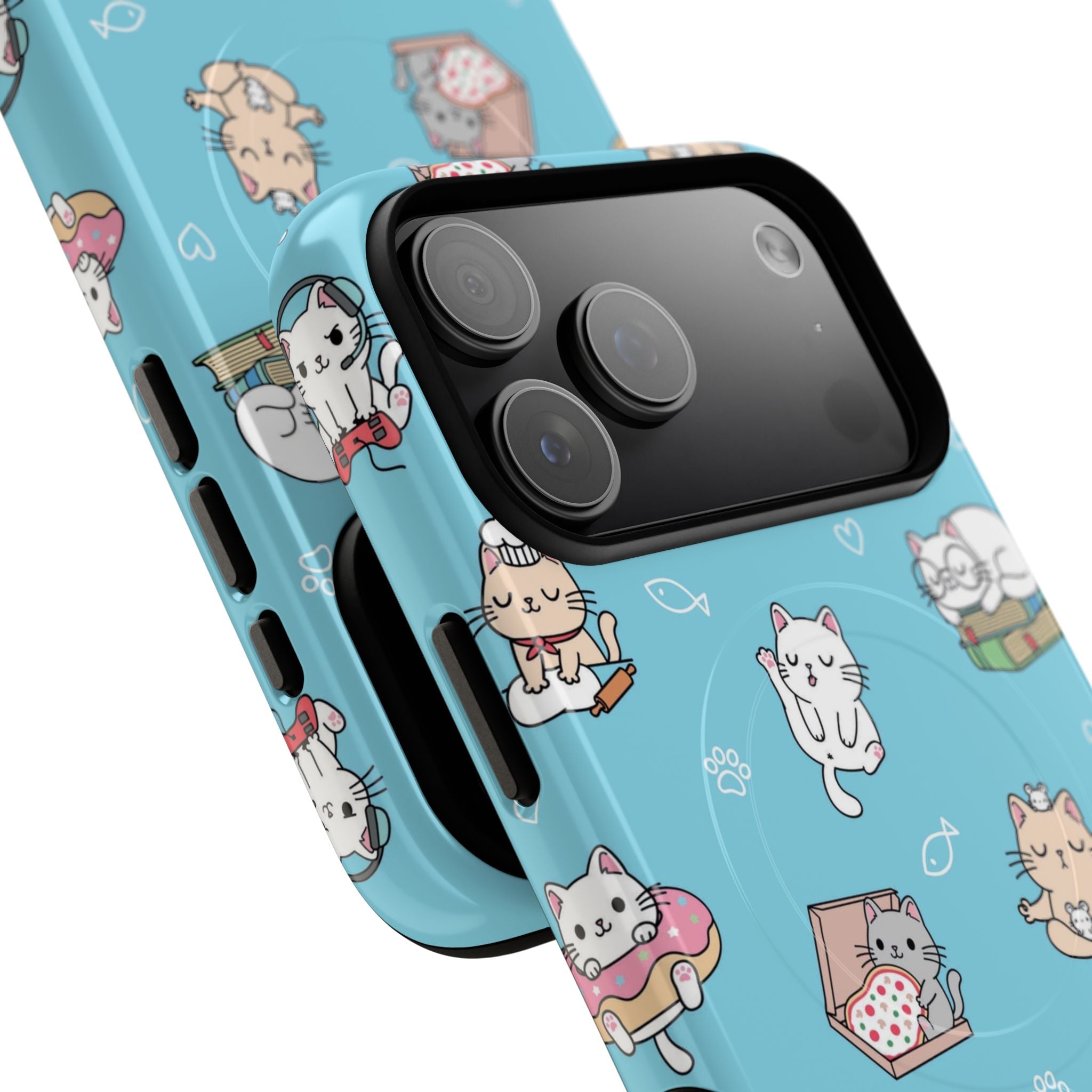 Kawaii Cat Pattern Tough Magnetic Phone Case