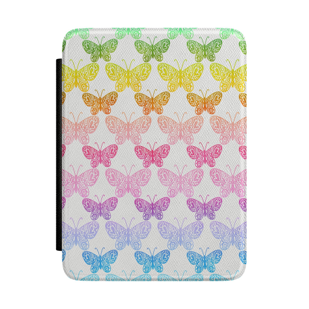 Rainbow Butterfly Kindle Case — Colorful Pastel Butterfly Pattern Protective Cover