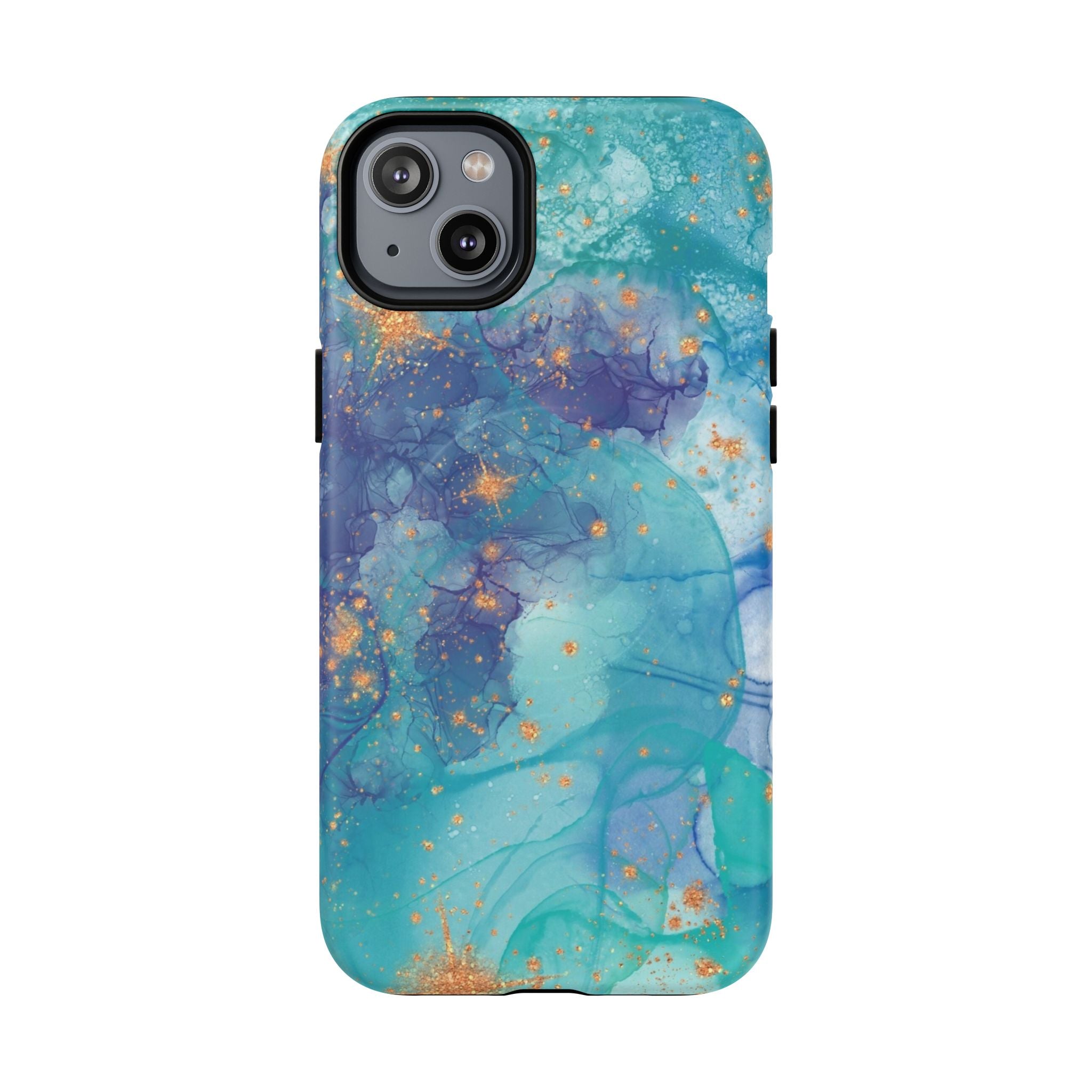 Teal Marble Magnetic Tough Case — Protective Phone Case with Blue Gold Swirl Design