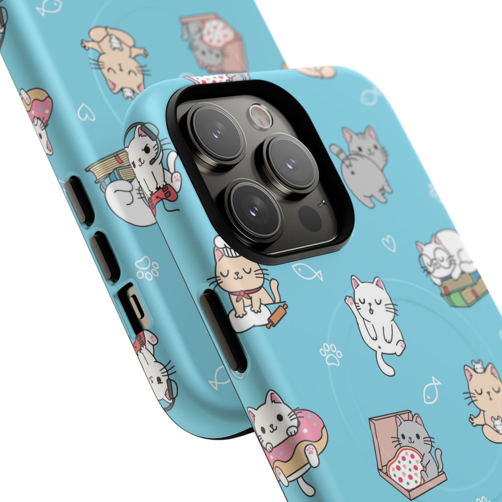 Kawaii Cat Pattern Tough Magnetic Phone Case