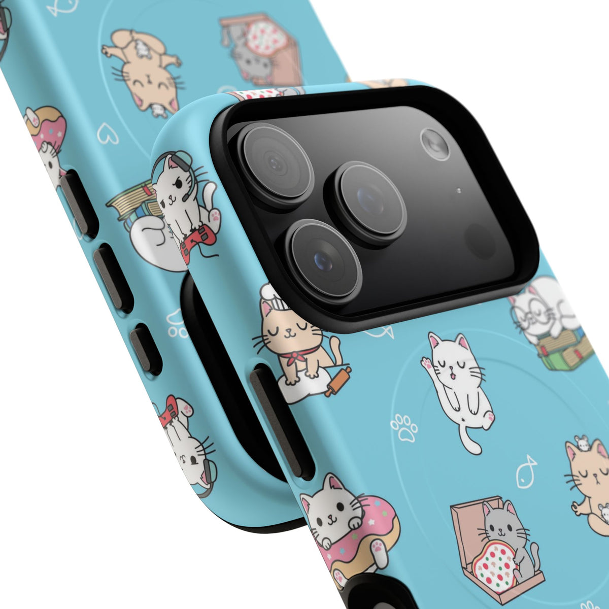 Kawaii Cat Pattern Tough Magnetic Phone Case
