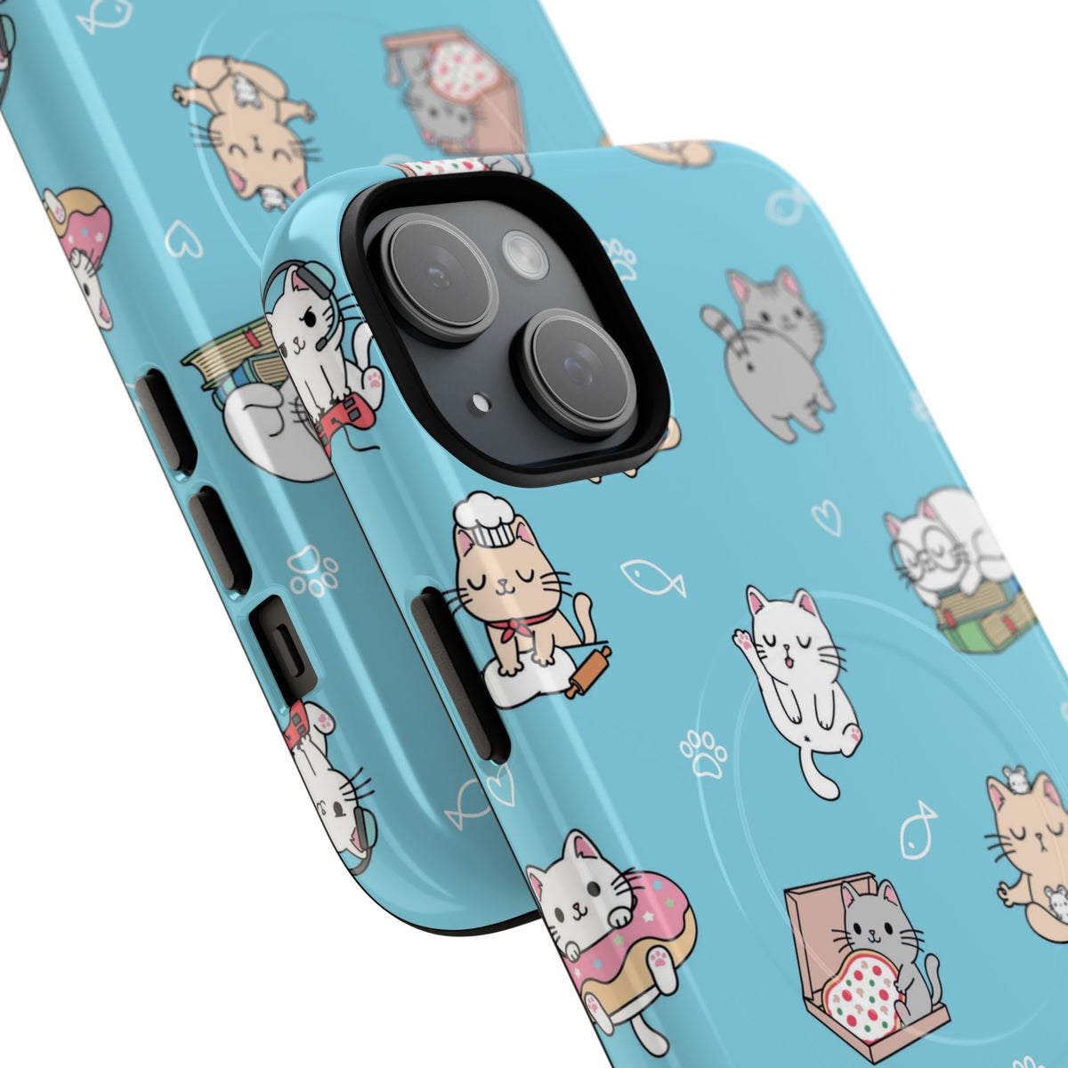 Kawaii Cat Pattern Tough Magnetic Phone Case