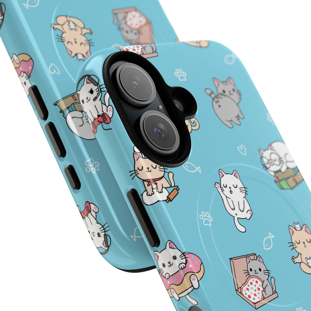 Kawaii Cat Pattern Tough Magnetic Phone Case